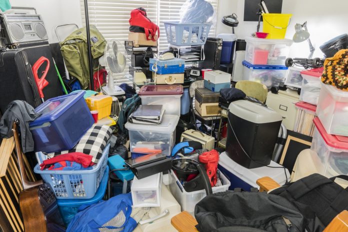 Hoarder Room Packed with Stored Items