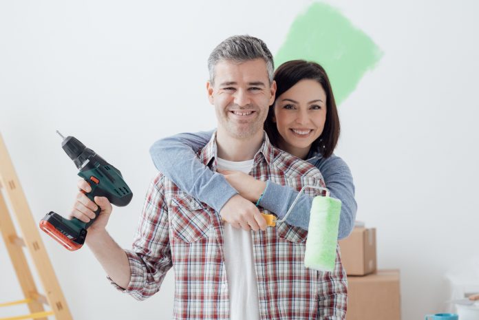 Couple doing home renovations