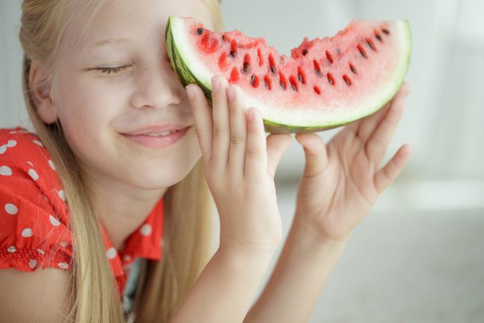 Child with watermelon