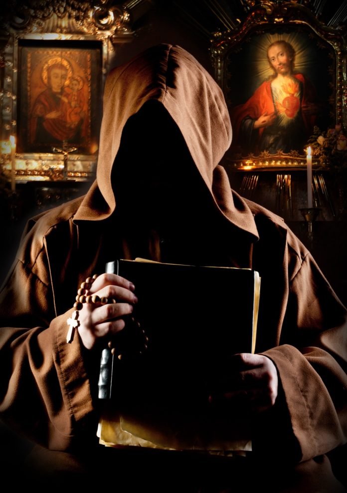 Monk in church