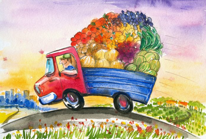 The gardener delivers fresh vegetables to the city