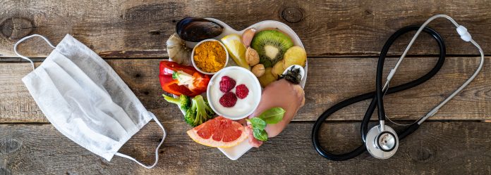 Selection of food to boost immune system - healthy, rich in vitamin and antioxidants