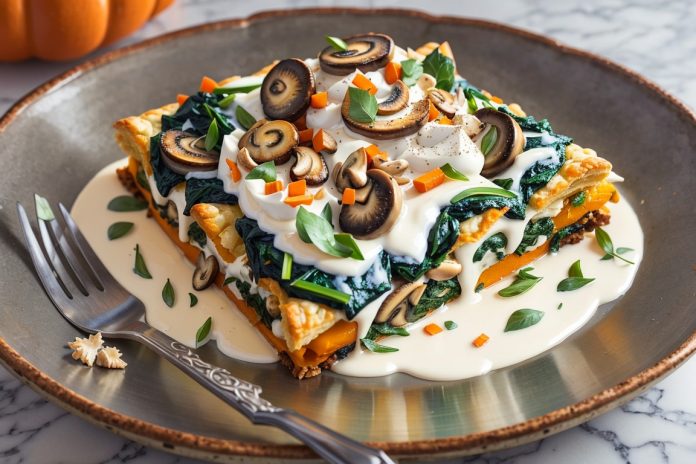 DreamShaper_v7_a_puff_pastry_with_pumpkin_spinach_carrots_mush_3 zelenjavna zloženka